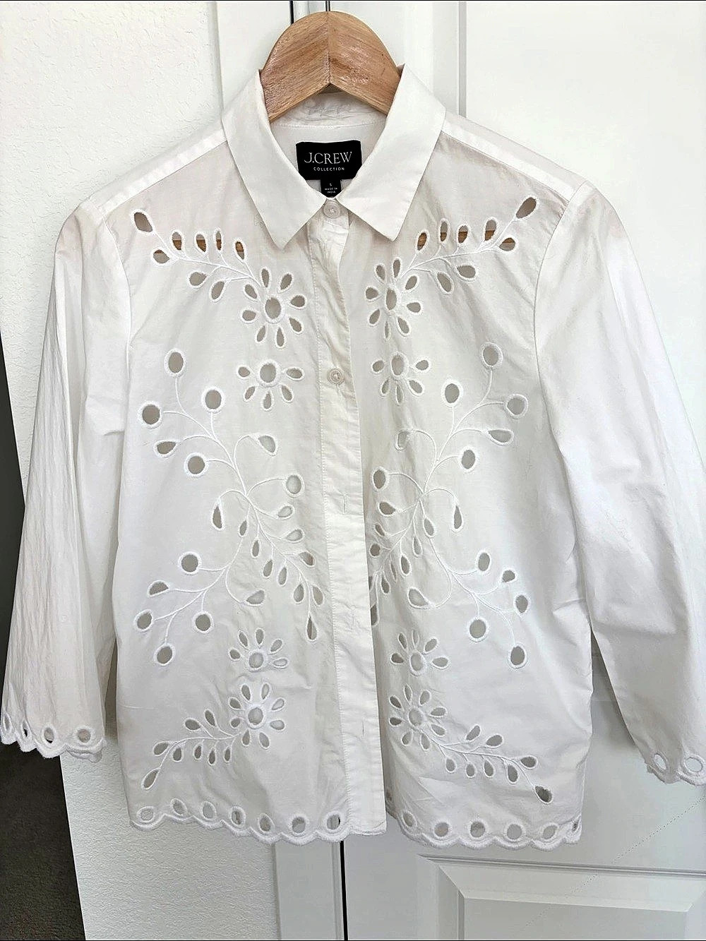 J.Crew Cutwork Embroidered Button Down White Size Small